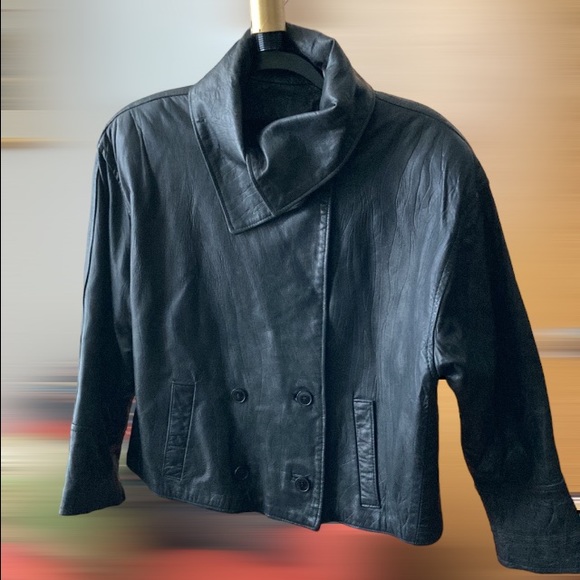 Artemis Black Leather Jacket Coat Sz M - Picture 2 of 9